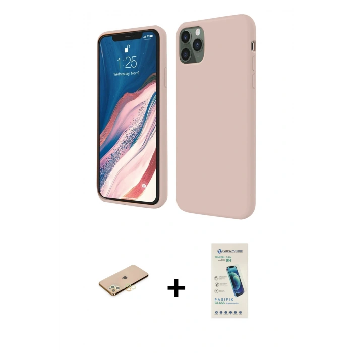 MARSİLYAN™- iPhone 11 Pro Kılıf Kozmos Yansıma Özel Seri - Şeffaf Pasifik Cam Ekran Koruyucu + Renkli Kamera Lens Koruma Cam - PE