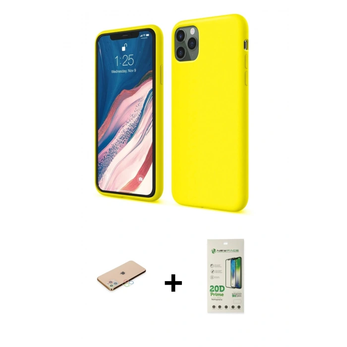 MARSİLYAN™- iPhone 11 Pro Kılıf Kozmos Yansıma Özel Seri - Siyah 20D Premium Cam Ekran Koruyucu + Renkli Kamera Lens Koruma Cam - MI