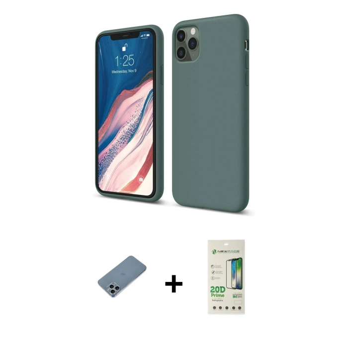 MARSİLYAN™- iPhone 11 Pro Kılıf Kozmos Yansıma Özel Seri - Siyah 20D Premium Cam Ekran Koruyucu + Shine Kamera Lens Koruma Cam - SABE