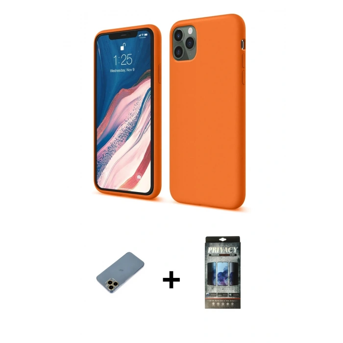 MARSİLYAN™- iPhone 11 Pro Kılıf Kozmos Yansıma Özel Seri - Siyah 34D Hayalet Izgaralı Cam + Shine Kamera Lens Koruma Cam - GD
