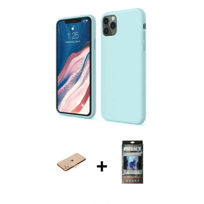MARSİLYAN™- iPhone 11 Pro Kılıf Kozmos Yansıma Özel Seri - Siyah 34D Hayalet Izgaralı Cam + Renkli Kamera Lens Koruma Cam - TU