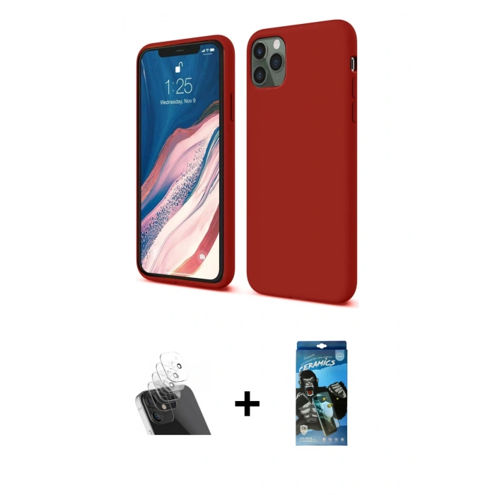 MARSİLYAN™- iPhone 11 Pro Kılıf Kozmos Yansıma Özel Seri - Siyah 34D Izgaralı Cam + Kamera Lens Koruma Cam - SF