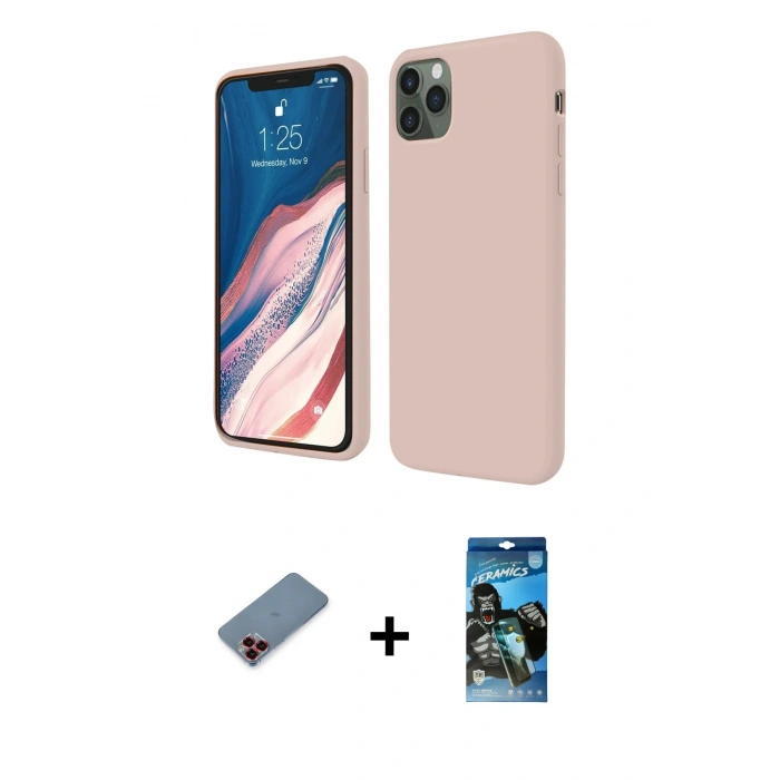 MARSİLYAN™- iPhone 11 Pro Kılıf Kozmos Yansıma Özel Seri - Siyah 34D Izgaralı Cam + Metal Kamera Lens Koruma Cam - KI