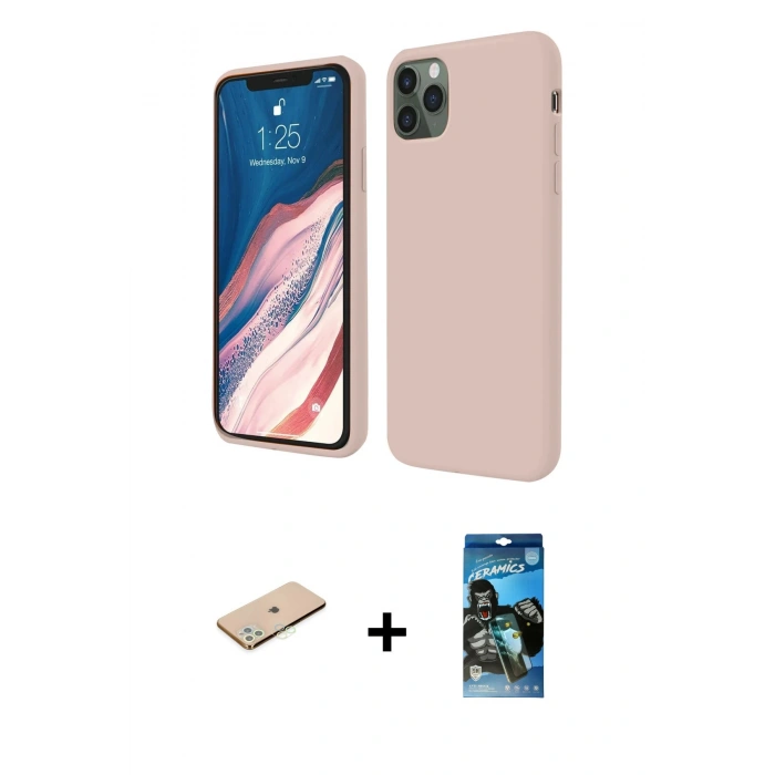 MARSİLYAN™- iPhone 11 Pro Kılıf Kozmos Yansıma Özel Seri - Siyah 34D Izgaralı Cam + Renkli Kamera Lens Koruma Cam - YL