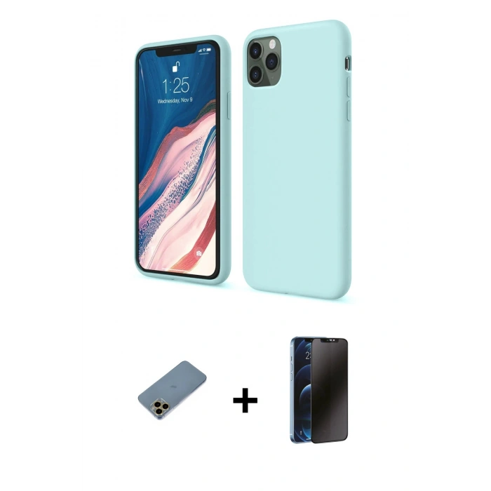 MARSİLYAN™- iPhone 11 Pro Kılıf Kozmos Yansıma Özel Seri - Siyah 3D Antistatik Hayalet Cam Ekran Koruyucu + Shine Kamera Lens Koruma Cam - GD