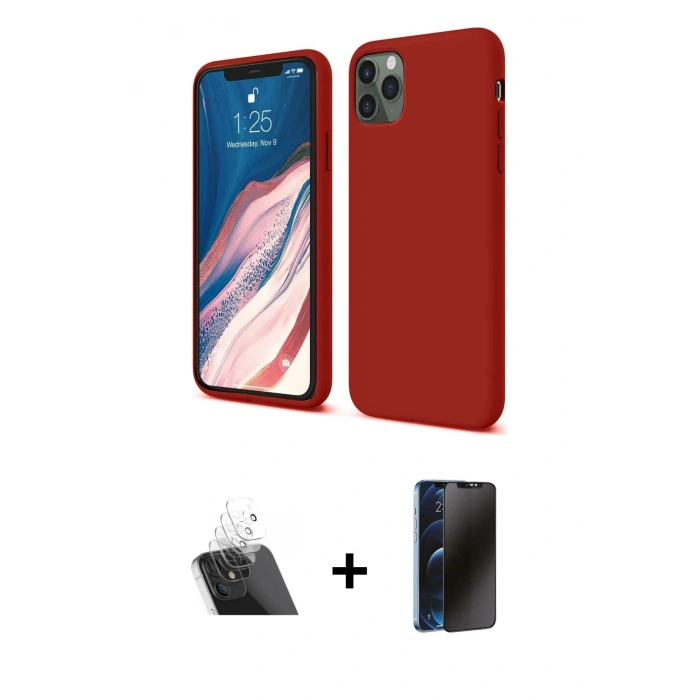 MARSİLYAN™- iPhone 11 Pro Kılıf Kozmos Yansıma Özel Seri - Siyah 3D Antistatik Hayalet Cam Ekran Koruyucu + Kamera Lens Koruma Cam - SF
