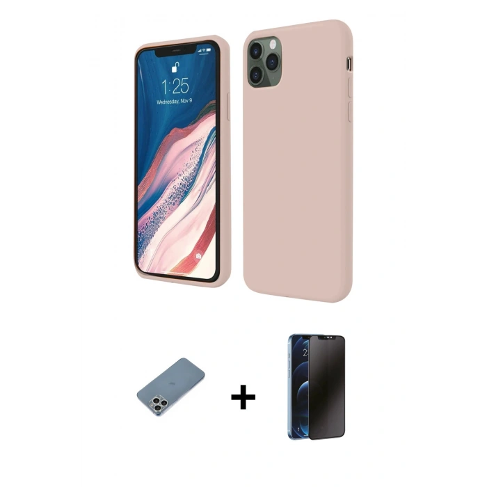 MARSİLYAN™- iPhone 11 Pro Kılıf Kozmos Yansıma Özel Seri - Siyah 3D Antistatik Hayalet Cam Ekran Koruyucu + Shine Kamera Lens Koruma Cam - GS