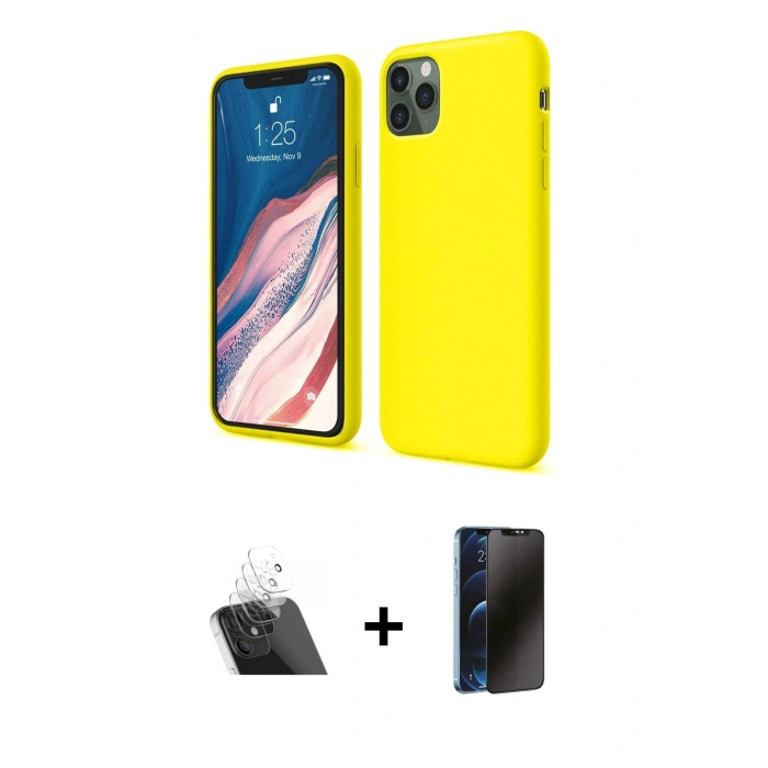 MARSİLYAN™- iPhone 11 Pro Kılıf Kozmos Yansıma Özel Seri - Siyah 3D Antistatik Hayalet Cam Ekran Koruyucu + Kamera Lens Koruma Cam - SF
