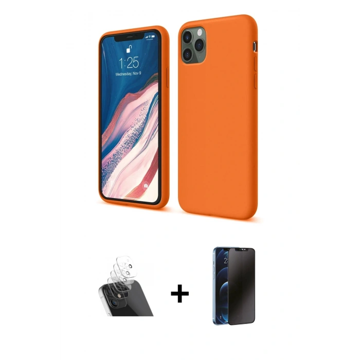 MARSİLYAN™- iPhone 11 Pro Kılıf Kozmos Yansıma Özel Seri - Siyah 3D Antistatik Hayalet Cam Ekran Koruyucu + Kamera Lens Koruma Cam - SF
