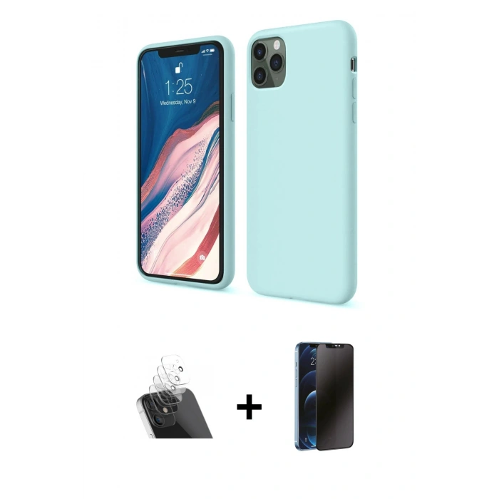 MARSİLYAN™- iPhone 11 Pro Kılıf Kozmos Yansıma Özel Seri - Siyah 3D Antistatik Hayalet Cam Ekran Koruyucu + Kamera Lens Koruma Cam - SF