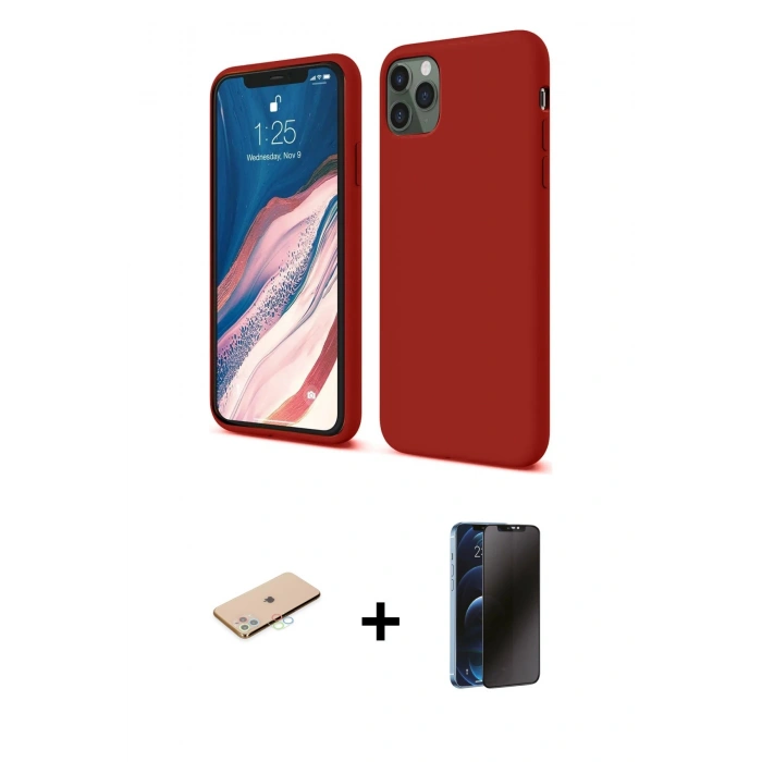 MARSİLYAN™- iPhone 11 Pro Kılıf Kozmos Yansıma Özel Seri - Siyah 3D Antistatik Hayalet Cam Ekran Koruyucu + Renkli Kamera Lens Koruma Cam - MI