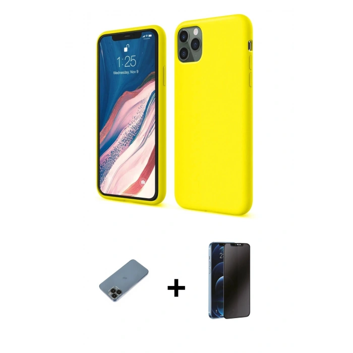 MARSİLYAN™- iPhone 11 Pro Kılıf Kozmos Yansıma Özel Seri - Siyah 3D Antistatik Hayalet Cam Ekran Koruyucu + Shine Kamera Lens Koruma Cam - SH