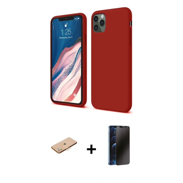 MARSİLYAN™- iPhone 11 Pro Kılıf Kozmos Yansıma Özel Seri - Siyah 3D Antistatik Hayalet Cam Ekran Koruyucu + Renkli Kamera Lens Koruma Cam - TU
