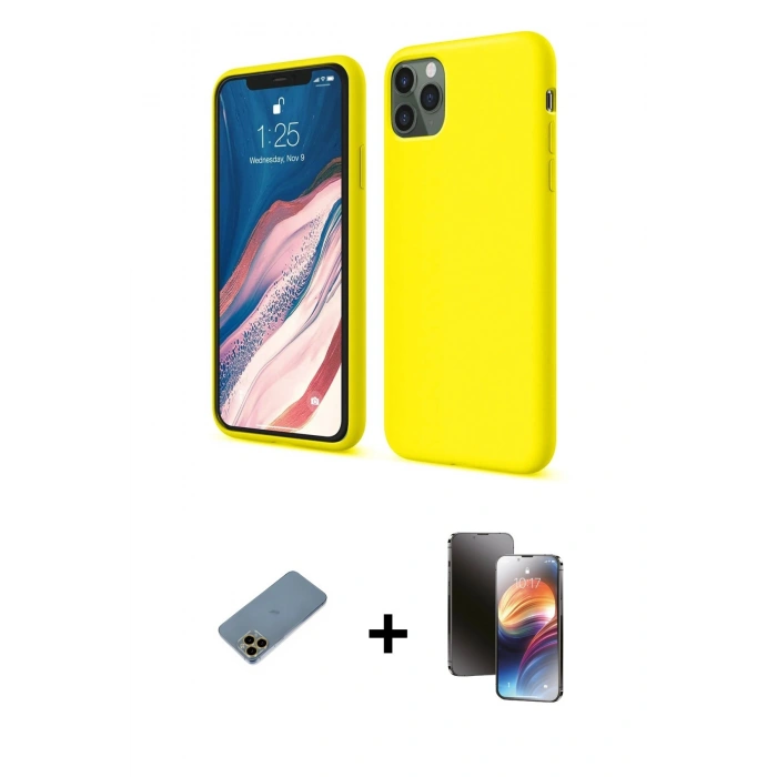 MARSİLYAN™- iPhone 11 Pro Kılıf Kozmos Yansıma Özel Seri - Siyah 3D Antistatik Mat Seramik Nano Ekran Koruyucu + Shine Kamera Lens Koruma Cam - GD