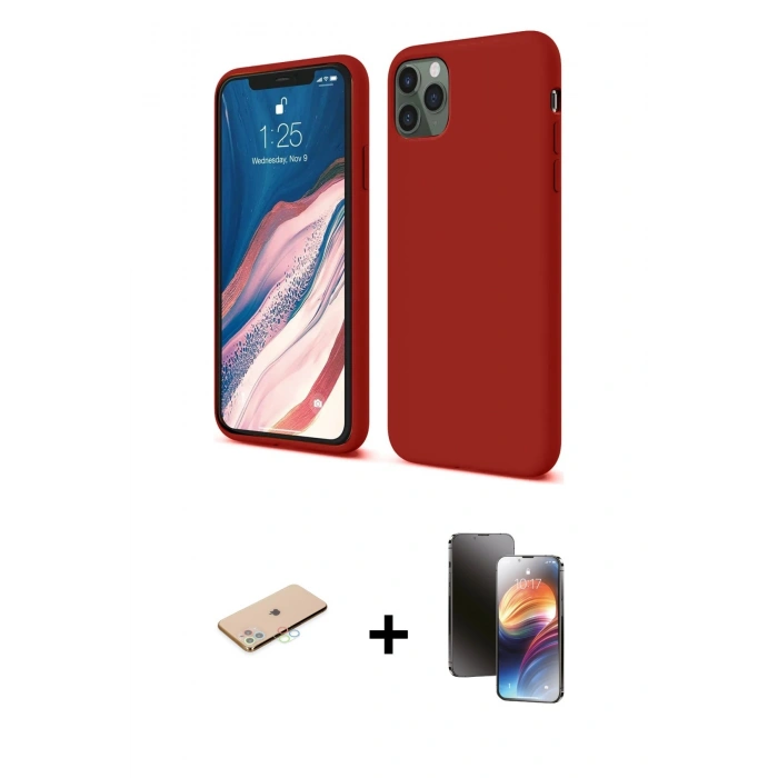 MARSİLYAN™- iPhone 11 Pro Kılıf Kozmos Yansıma Özel Seri - Siyah 3D Antistatik Mat Seramik Nano Ekran Koruyucu + Renkli Kamera Lens Koruma Cam - MI