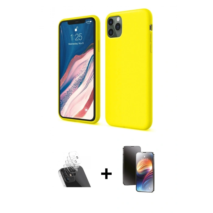 MARSİLYAN™- iPhone 11 Pro Kılıf Kozmos Yansıma Özel Seri - Siyah 3D Antistatik Mat Seramik Nano Ekran Koruyucu + Kamera Lens Koruma Cam - SF