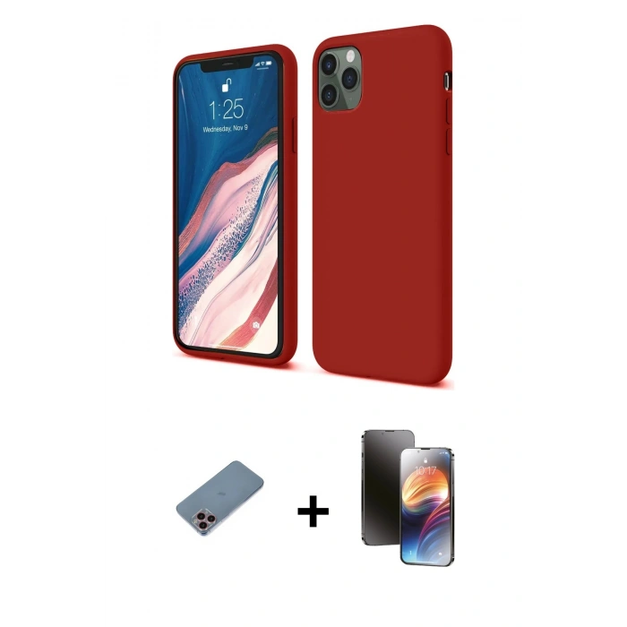 MARSİLYAN™- iPhone 11 Pro Kılıf Kozmos Yansıma Özel Seri - Siyah 3D Antistatik Mat Seramik Nano Ekran Koruyucu + Shine Kamera Lens Koruma Cam - PE
