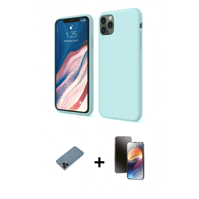 MARSİLYAN™- iPhone 11 Pro Kılıf Kozmos Yansıma Özel Seri - Siyah 3D Antistatik Mat Seramik Nano Ekran Koruyucu + Siyah Shine Kamera Lens Koruma Cam