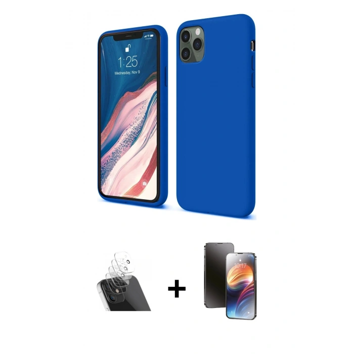 MARSİLYAN™- iPhone 11 Pro Kılıf Kozmos Yansıma Özel Seri - Siyah 3D Antistatik Mat Seramik Nano Ekran Koruyucu + Kamera Lens Koruma Cam - SF