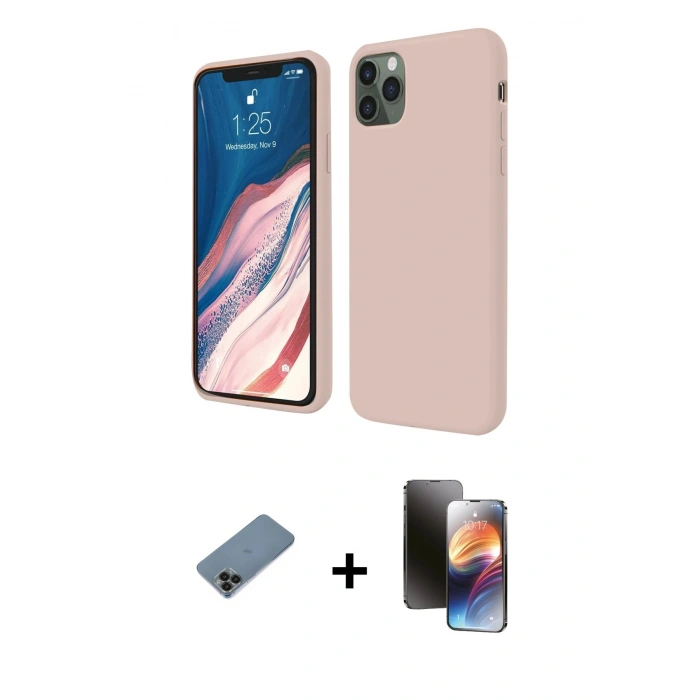 MARSİLYAN™- iPhone 11 Pro Kılıf Kozmos Yansıma Özel Seri - Siyah 3D Antistatik Mat Seramik Nano Ekran Koruyucu + Siyah Shine Kamera Lens Koruma Cam