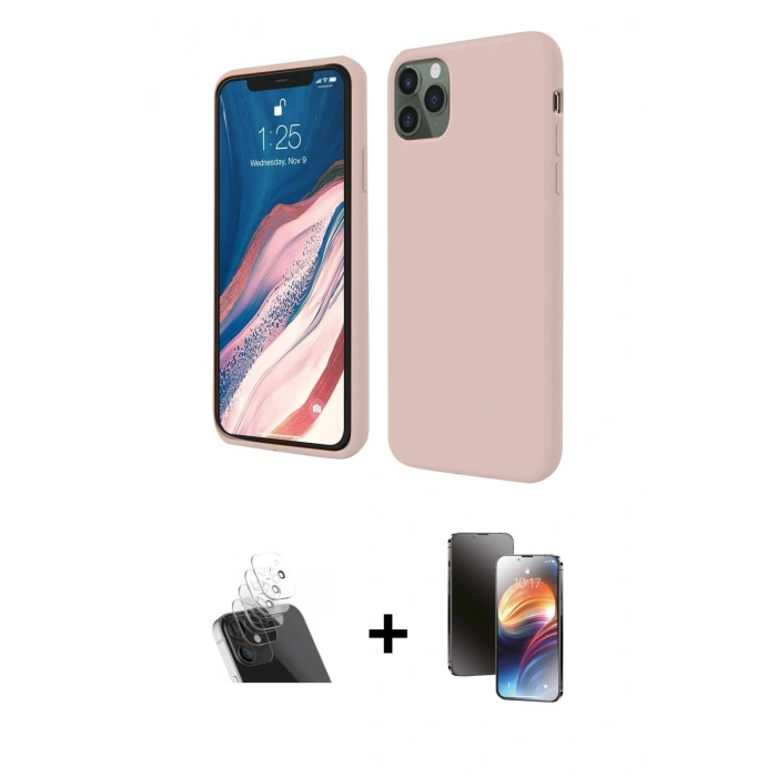 MARSİLYAN™- iPhone 11 Pro Kılıf Kozmos Yansıma Özel Seri - Siyah 3D Antistatik Mat Seramik Nano Ekran Koruyucu + Kamera Lens Koruma Cam - SF