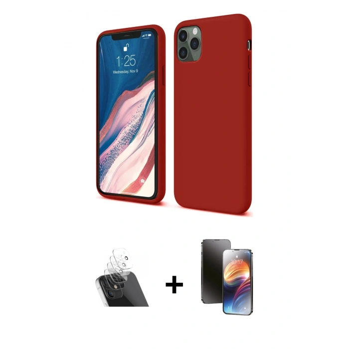 MARSİLYAN™- iPhone 11 Pro Kılıf Kozmos Yansıma Özel Seri - Siyah 3D Antistatik Mat Seramik Nano Ekran Koruyucu + Kamera Lens Koruma Cam - SF