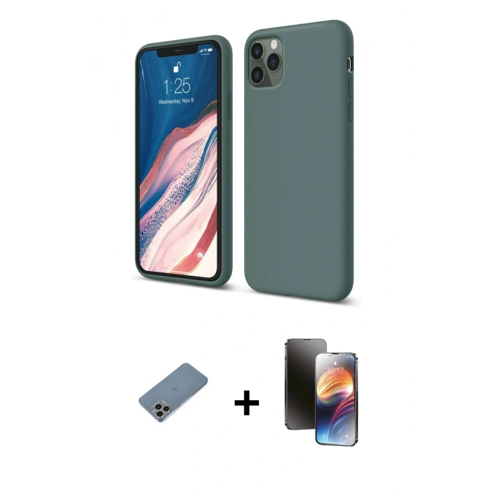 MARSİLYAN™- iPhone 11 Pro Kılıf Kozmos Yansıma Özel Seri - Siyah 3D Antistatik Mat Seramik Nano Ekran Koruyucu + Shine Kamera Lens Koruma Cam - GI
