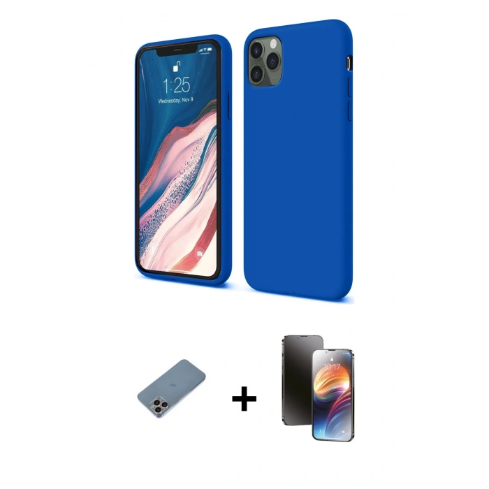 MARSİLYAN™- iPhone 11 Pro Kılıf Kozmos Yansıma Özel Seri - Siyah 3D Antistatik Mat Seramik Nano Ekran Koruyucu + Shine Kamera Lens Koruma Cam - GI