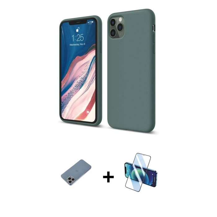 MARSİLYAN™- iPhone 11 Pro Kılıf Kozmos Yansıma Özel Seri - Siyah 3D Antistatik Seramik Nano Ekran Koruyucu + Shine Kamera Lens Koruma Cam - GI