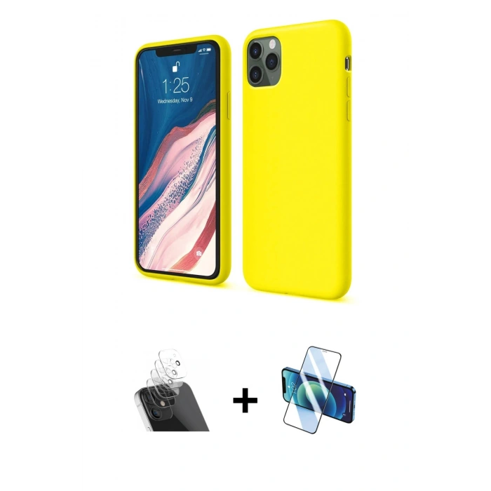 MARSİLYAN™- iPhone 11 Pro Kılıf Kozmos Yansıma Özel Seri - Siyah 3D Antistatik Seramik Nano Ekran Koruyucu + Kamera Lens Koruma Cam - SF
