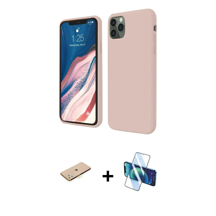 MARSİLYAN™- iPhone 11 Pro Kılıf Kozmos Yansıma Özel Seri - Siyah 3D Antistatik Seramik Nano Ekran Koruyucu + Renkli Kamera Lens Koruma Cam - SI