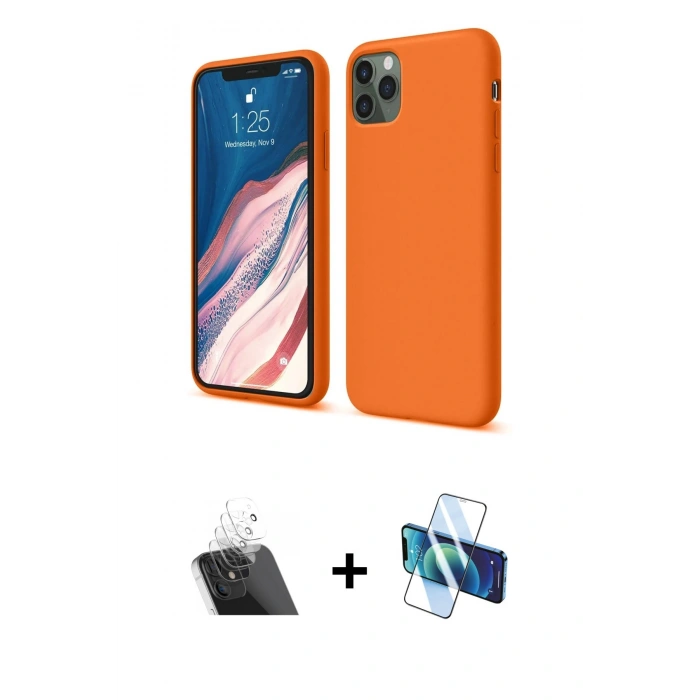 MARSİLYAN™- iPhone 11 Pro Kılıf Kozmos Yansıma Özel Seri - Siyah 3D Antistatik Seramik Nano Ekran Koruyucu + Şeffaf Kamera Lens Koruma Cam