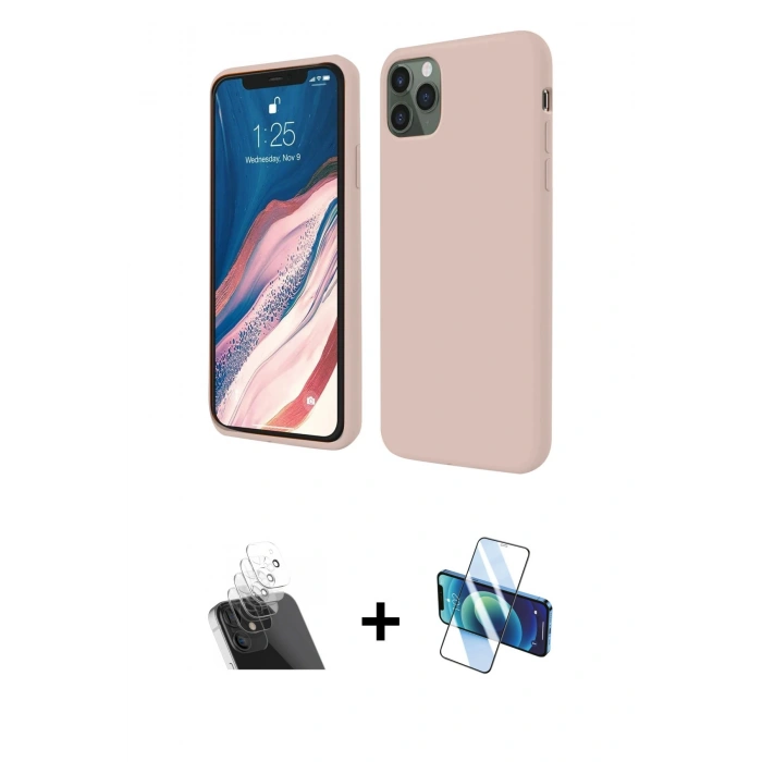 MARSİLYAN™- iPhone 11 Pro Kılıf Kozmos Yansıma Özel Seri - Siyah 3D Antistatik Seramik Nano Ekran Koruyucu + Kamera Lens Koruma Cam - SF