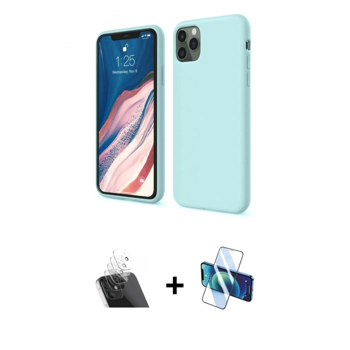 MARSİLYAN™- iPhone 11 Pro Kılıf Kozmos Yansıma Özel Seri - Siyah 3D Antistatik Seramik Nano Ekran Koruyucu + Kamera Lens Koruma Cam - SF