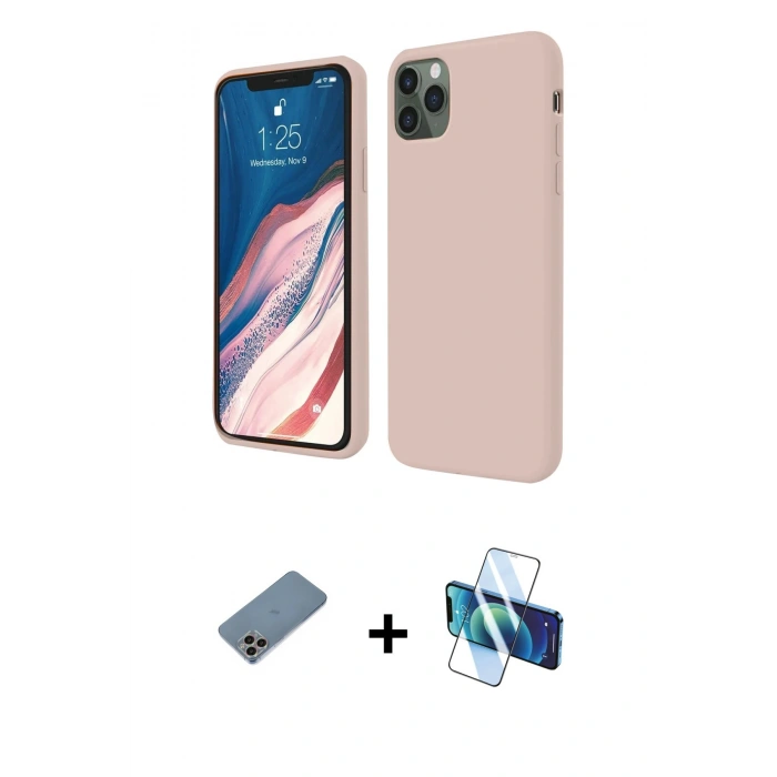 MARSİLYAN™- iPhone 11 Pro Kılıf Kozmos Yansıma Özel Seri - Siyah 3D Antistatik Seramik Nano Ekran Koruyucu + Shine Kamera Lens Koruma Cam - GI
