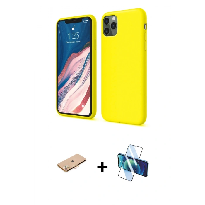 MARSİLYAN™- iPhone 11 Pro Kılıf Kozmos Yansıma Özel Seri - Siyah 3D Antistatik Seramik Nano Ekran Koruyucu + Renkli Kamera Lens Koruma Cam - TU