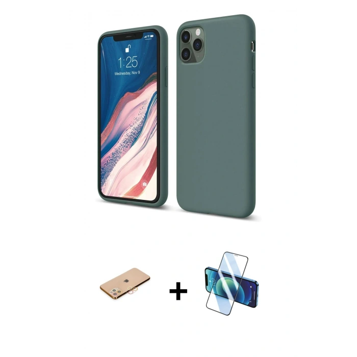 MARSİLYAN™- iPhone 11 Pro Kılıf Kozmos Yansıma Özel Seri - Siyah 3D Antistatik Seramik Nano Ekran Koruyucu + Renkli Kamera Lens Koruma Cam - TU