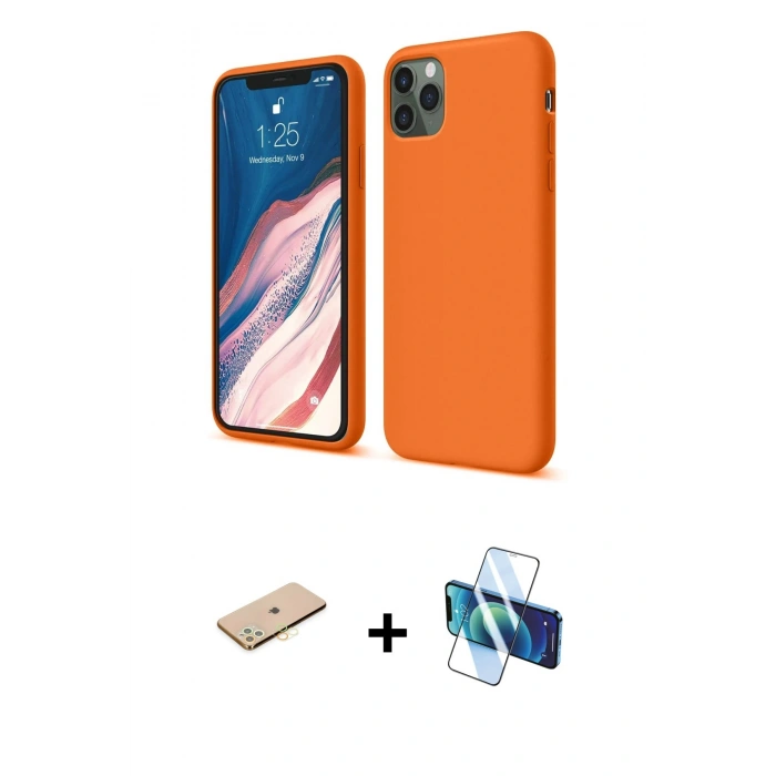 MARSİLYAN™- iPhone 11 Pro Kılıf Kozmos Yansıma Özel Seri - Siyah 3D Antistatik Seramik Nano Ekran Koruyucu + Renkli Kamera Lens Koruma Cam - SI