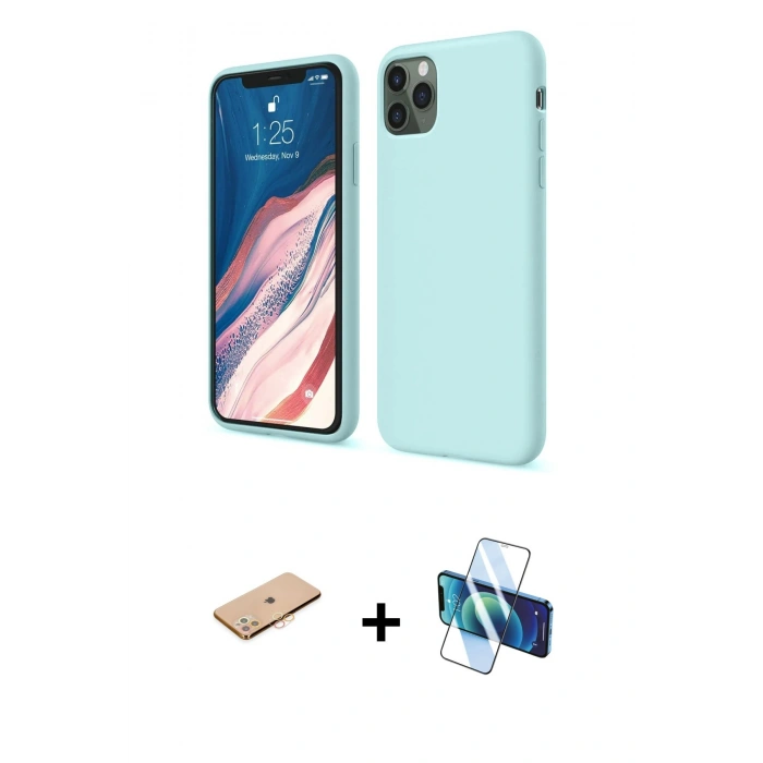 MARSİLYAN™- iPhone 11 Pro Kılıf Kozmos Yansıma Özel Seri - Siyah 3D Antistatik Seramik Nano Ekran Koruyucu + Renkli Kamera Lens Koruma Cam - TU