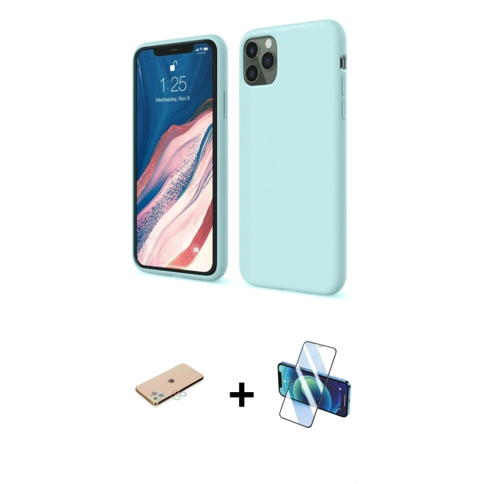 MARSİLYAN™- iPhone 11 Pro Kılıf Kozmos Yansıma Özel Seri - Siyah 3D Antistatik Seramik Nano Ekran Koruyucu + Renkli Kamera Lens Koruma Cam - MI