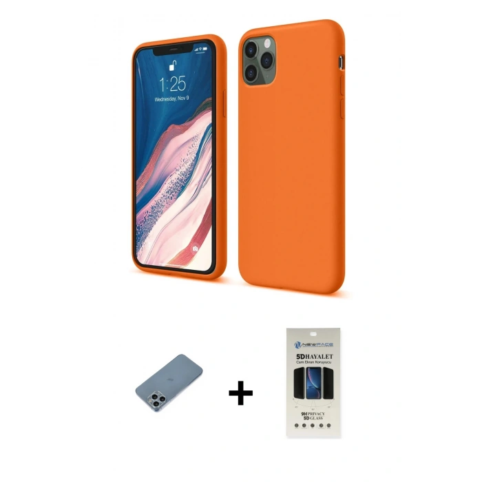 MARSİLYAN™- iPhone 11 Pro Kılıf Kozmos Yansıma Özel Seri - Siyah 5D Hayalet Cam Ekran Koruyucu + Shine Kamera Lens Koruma Cam - SABE
