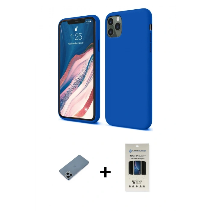 MARSİLYAN™- iPhone 11 Pro Kılıf Kozmos Yansıma Özel Seri - Siyah 5D Hayalet Cam Ekran Koruyucu + Shine Kamera Lens Koruma Cam - SABE