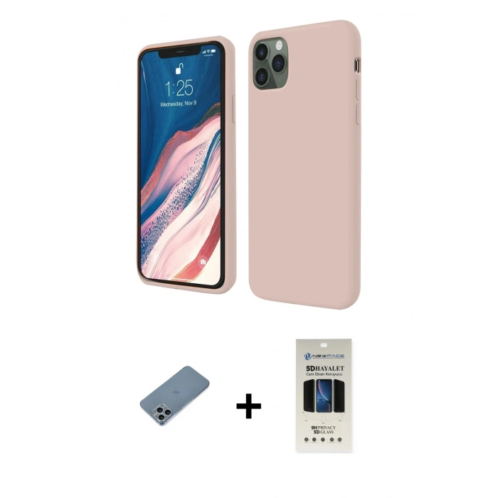 MARSİLYAN™- iPhone 11 Pro Kılıf Kozmos Yansıma Özel Seri - Siyah 5D Hayalet Cam Ekran Koruyucu + Shine Kamera Lens Koruma Cam - SABE