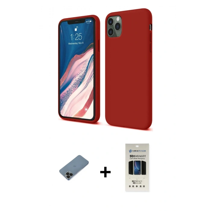 MARSİLYAN™- iPhone 11 Pro Kılıf Kozmos Yansıma Özel Seri - Siyah 5D Hayalet Cam Ekran Koruyucu + Shine Kamera Lens Koruma Cam - SH