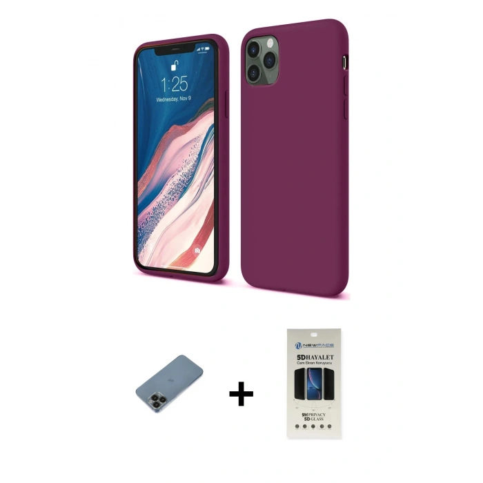 MARSİLYAN™- iPhone 11 Pro Kılıf Kozmos Yansıma Özel Seri - Siyah 5D Hayalet Cam Ekran Koruyucu + Shine Kamera Lens Koruma Cam - SH