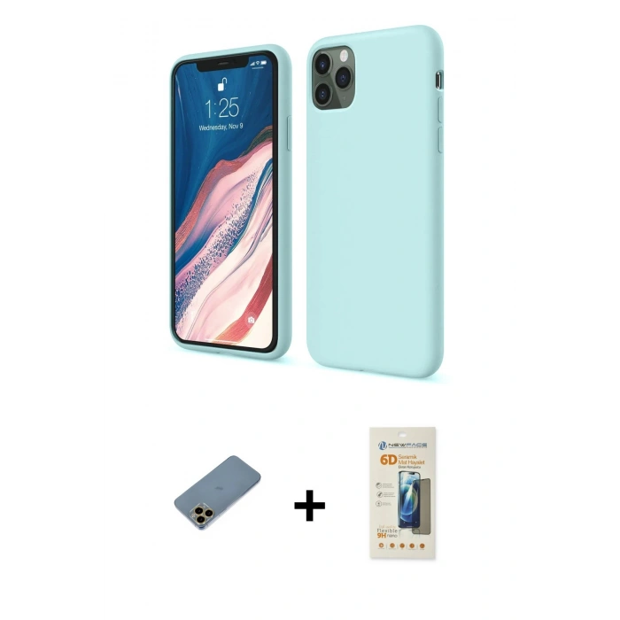 MARSİLYAN™- iPhone 11 Pro Kılıf Kozmos Yansıma Özel Seri - Siyah 6D Mat Seramik Hayalet Nano Ekran Koruyucu + Shine Kamera Lens Koruma Cam - GD
