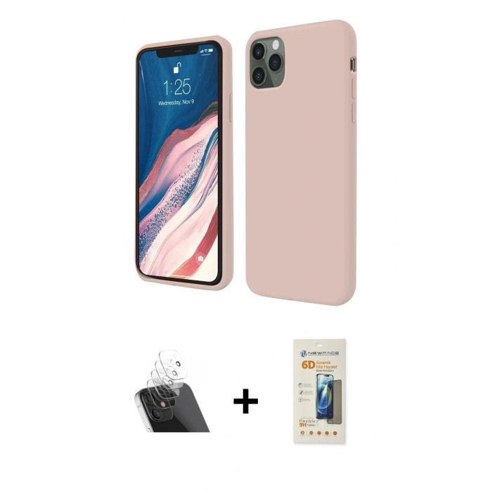 MARSİLYAN™- iPhone 11 Pro Kılıf Kozmos Yansıma Özel Seri - Siyah 6D Mat Seramik Hayalet Nano Ekran Koruyucu + Kamera Lens Koruma Cam - SF