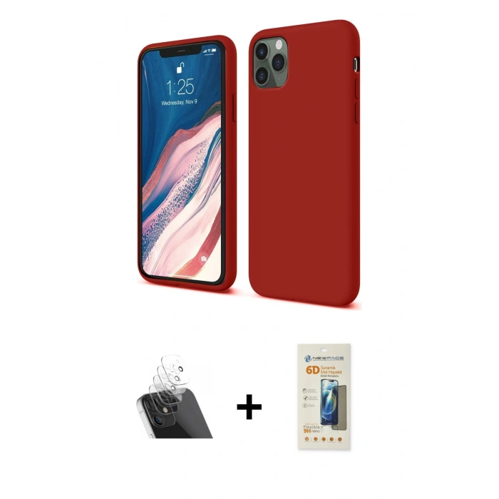 MARSİLYAN™- iPhone 11 Pro Kılıf Kozmos Yansıma Özel Seri - Siyah 6D Mat Seramik Hayalet Nano Ekran Koruyucu + Kamera Lens Koruma Cam - SF