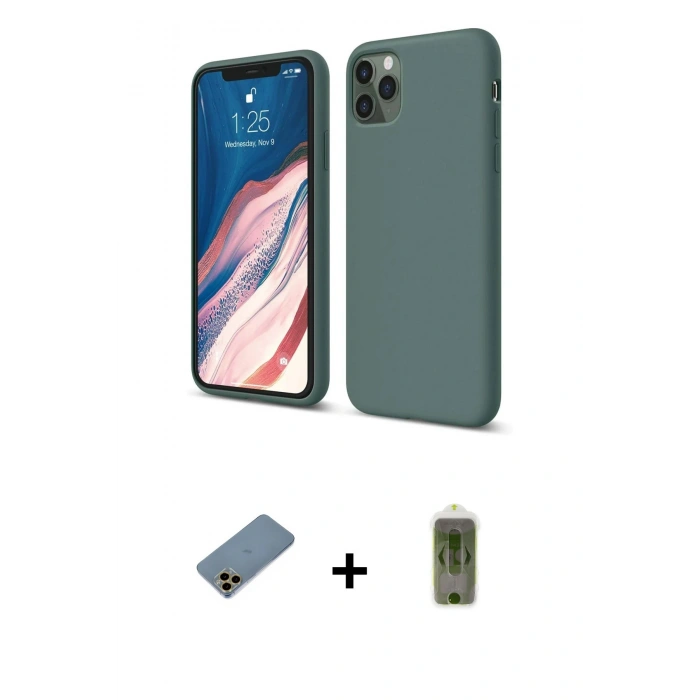 MARSİLYAN™- iPhone 11 Pro Kılıf Kozmos Yansıma Özel Seri - Siyah Joko Magic 5D Hayalet Cam + Gold Shine Kamera Lens Koruma Cam