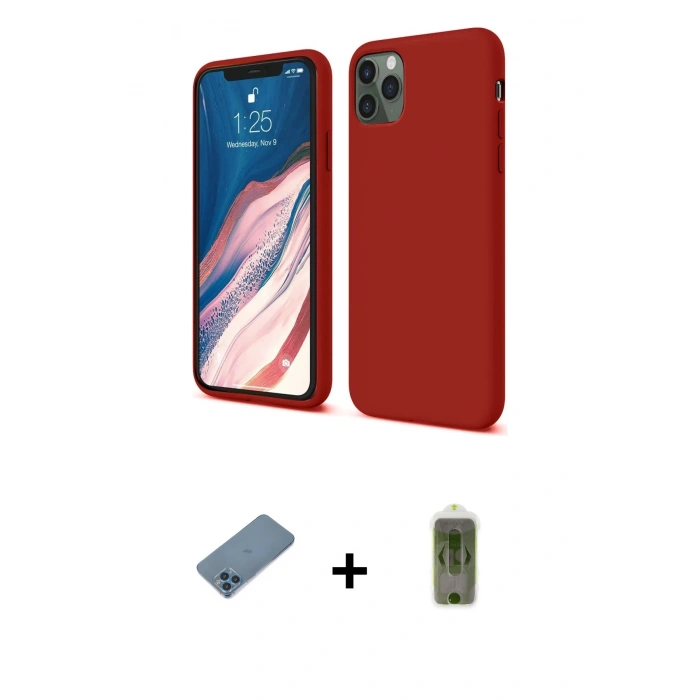 MARSİLYAN™- iPhone 11 Pro Kılıf Kozmos Yansıma Özel Seri - Siyah Joko Magic 5D Hayalet Cam + Mavi Shine Kamera Lens Koruma Cam